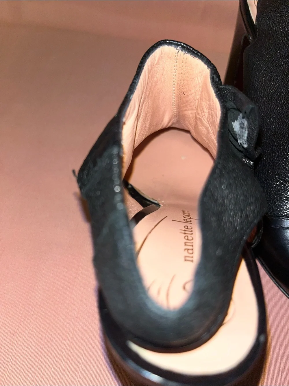 Women’s Black Soft Leather Ruffle Heel Booties